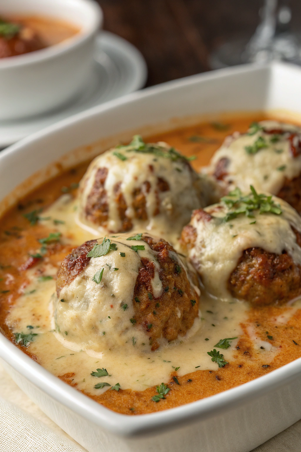 Creamy Chicken Ricotta Meatballs with Spinach Alfredo