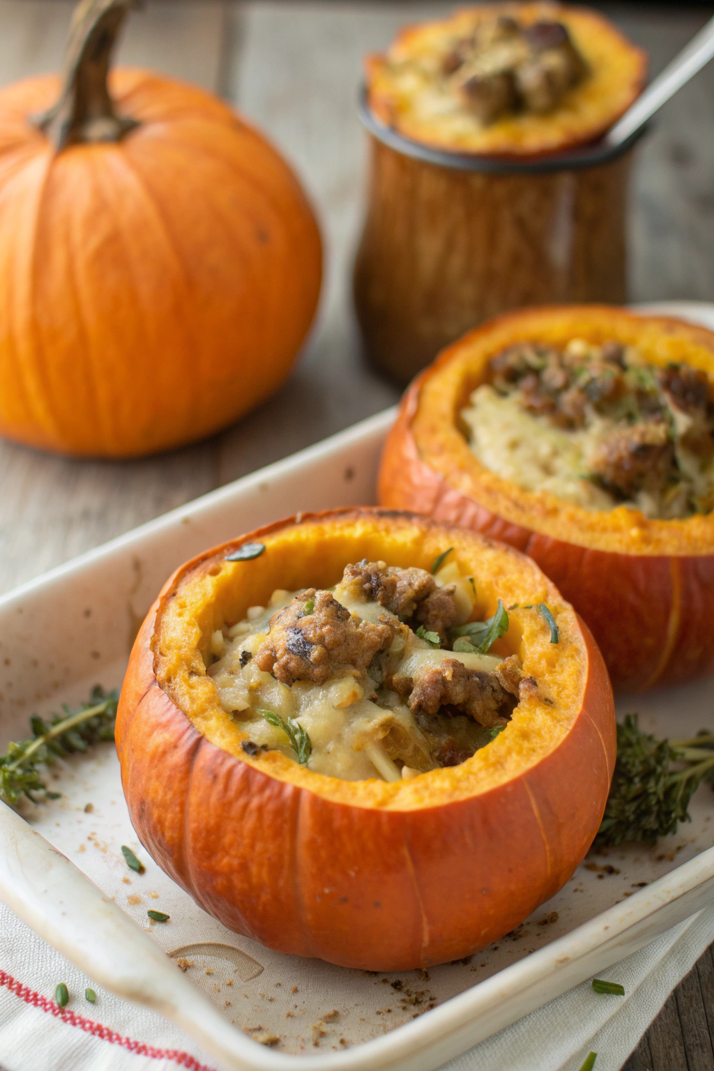 Ground Turkey & Brown Butter Sage Stuffed Pumpkins