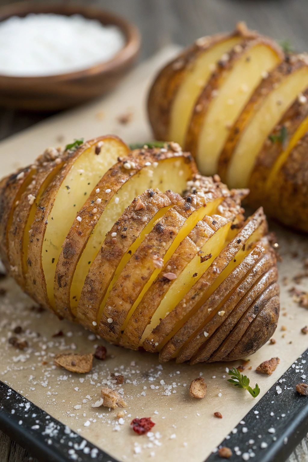 Salt & Pepper Mini Hasselback Potatoes with Cajun Dip