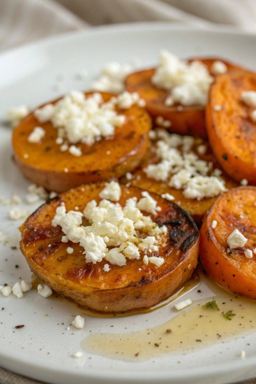 Sweet Potato Rounds with Honey & Feta Crumble