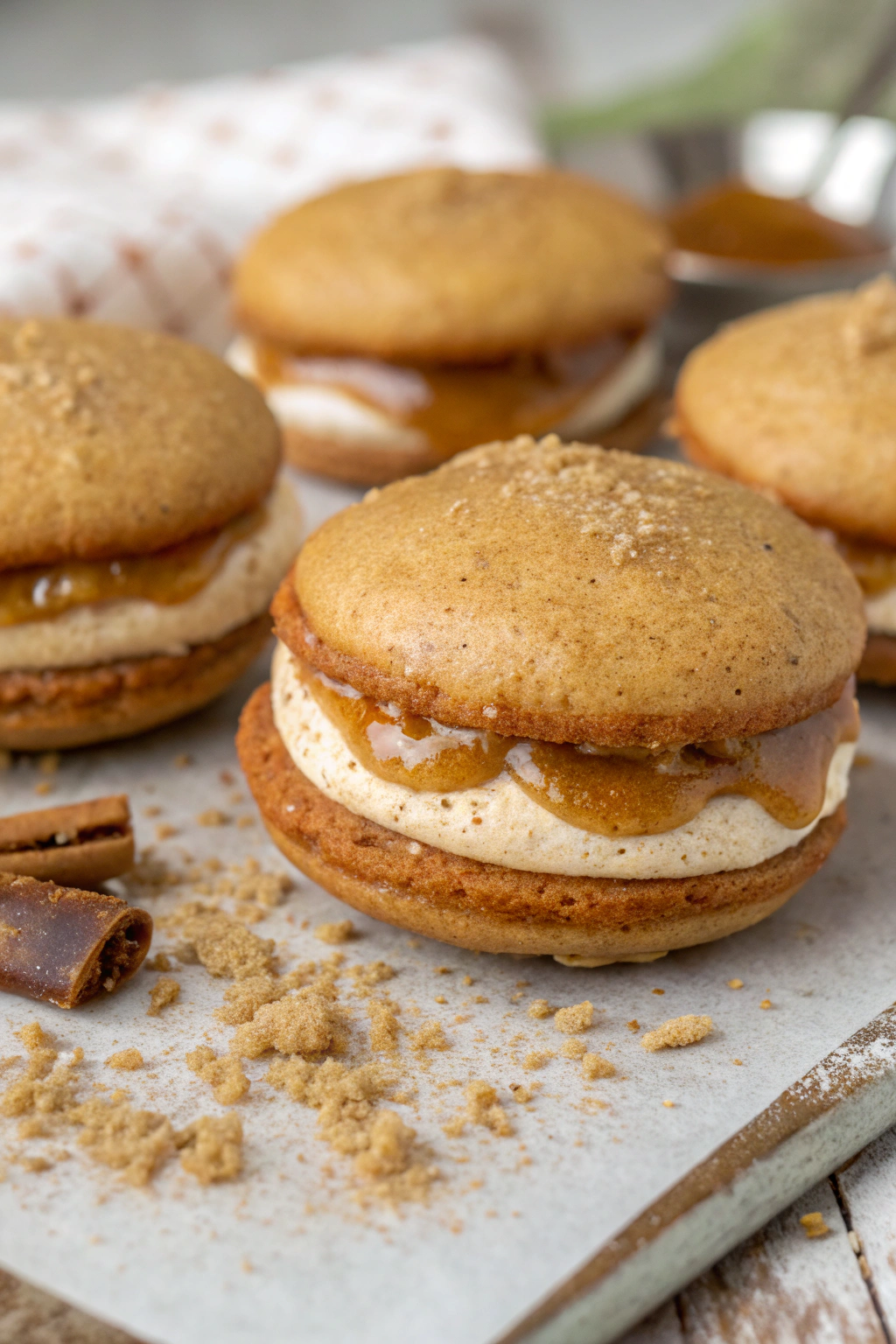 Apple Cider Whoopie Pie cookies with Caramel Filling