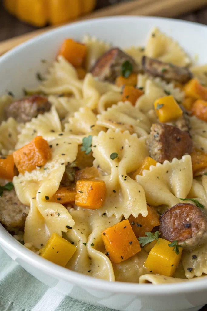 Creamy Butternut Squash Pasta with Sausage and Spinach