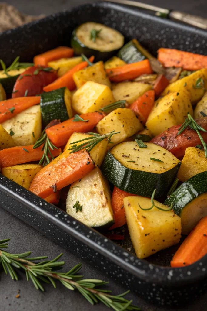 Garlic Herb Roasted Potatoes Carrots Zucchini Recipe