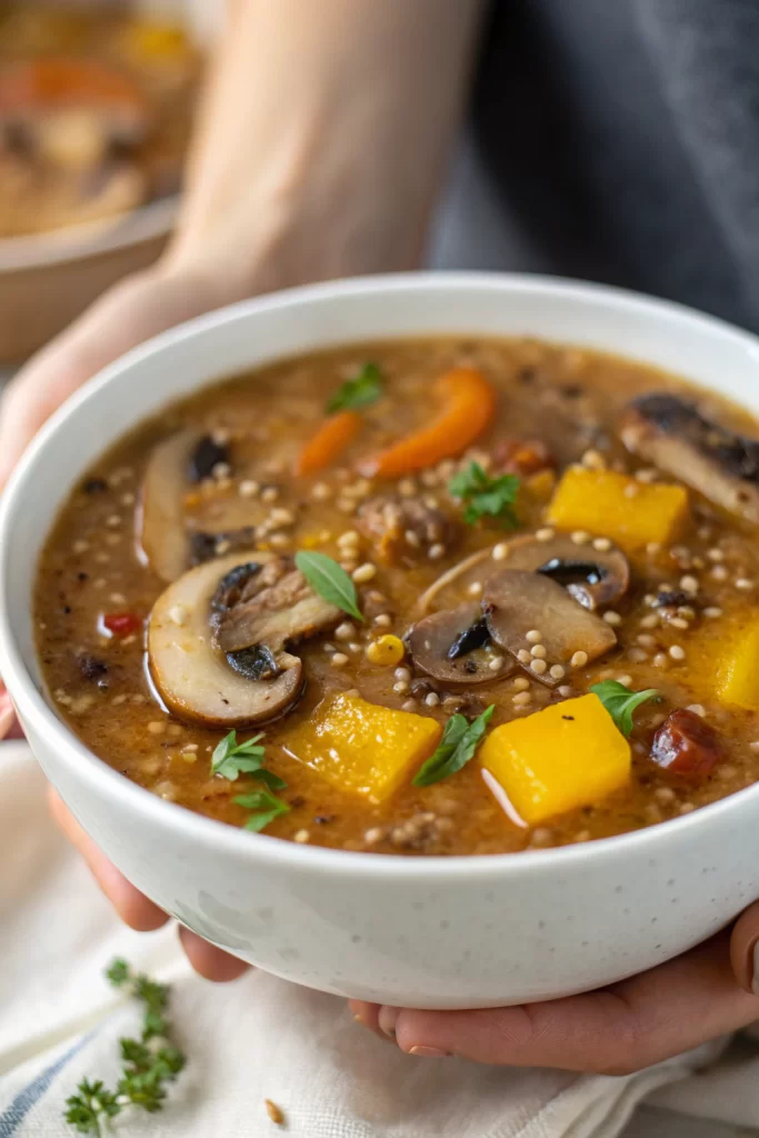 Healthy Mushroom Quinoa Soup Recipe