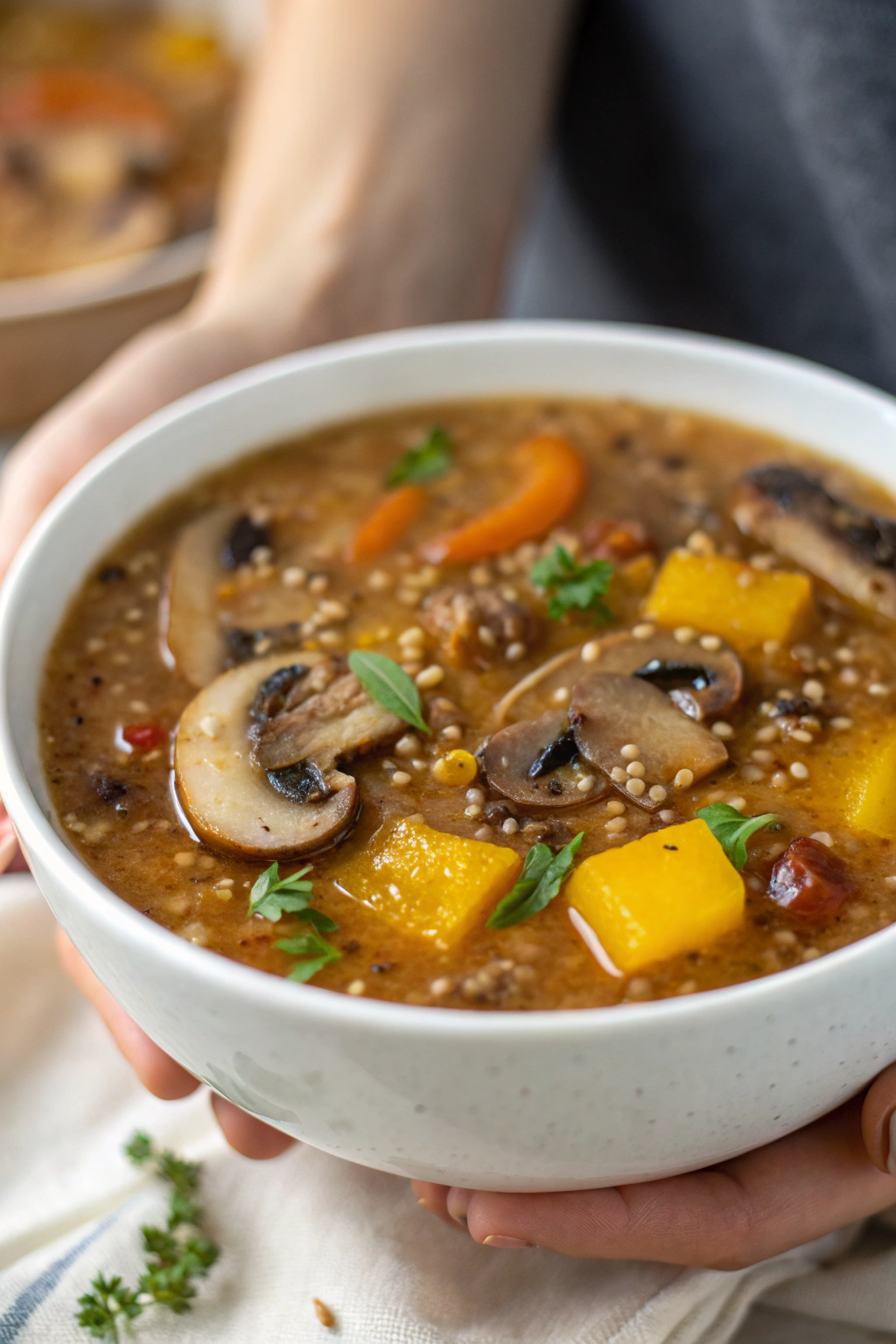 Healthy Mushroom Quinoa Soup Recipe