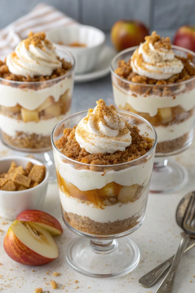 No Bake Caramel Apple Pie Cheesecake Parfaits Recipe