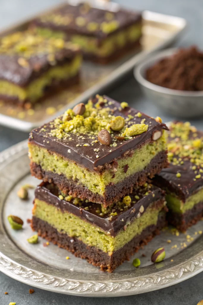 Pistachio Kunafa Brownies Recipe