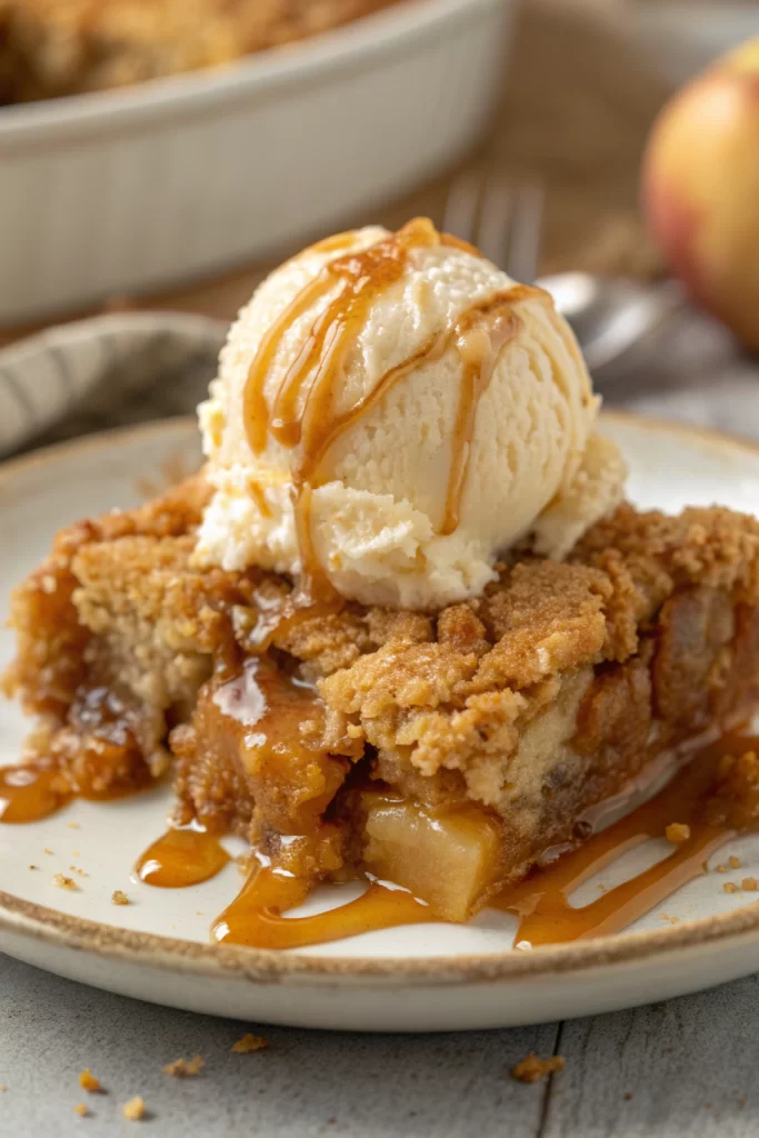 Warm Caramel Apple Dump Cake with a Buttery Crust