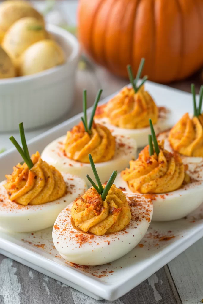 Easy Peel Pumpkin Patch Deviled Eggs Recipe