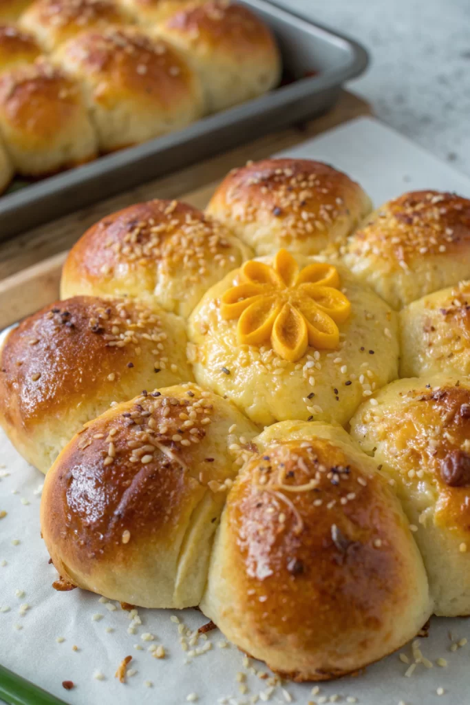 Garlic Bread Wreath with Baked Brie Recipe