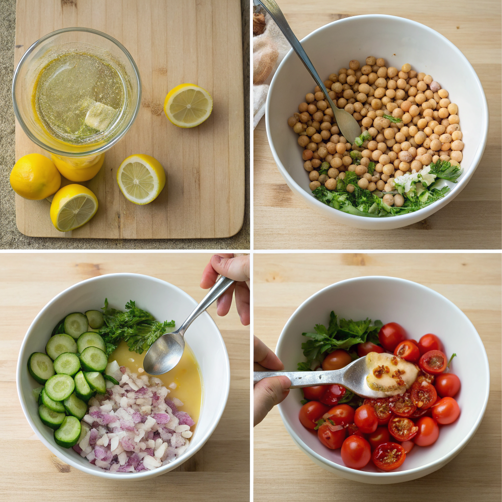 Assemble the Mediterranean chickpea salad