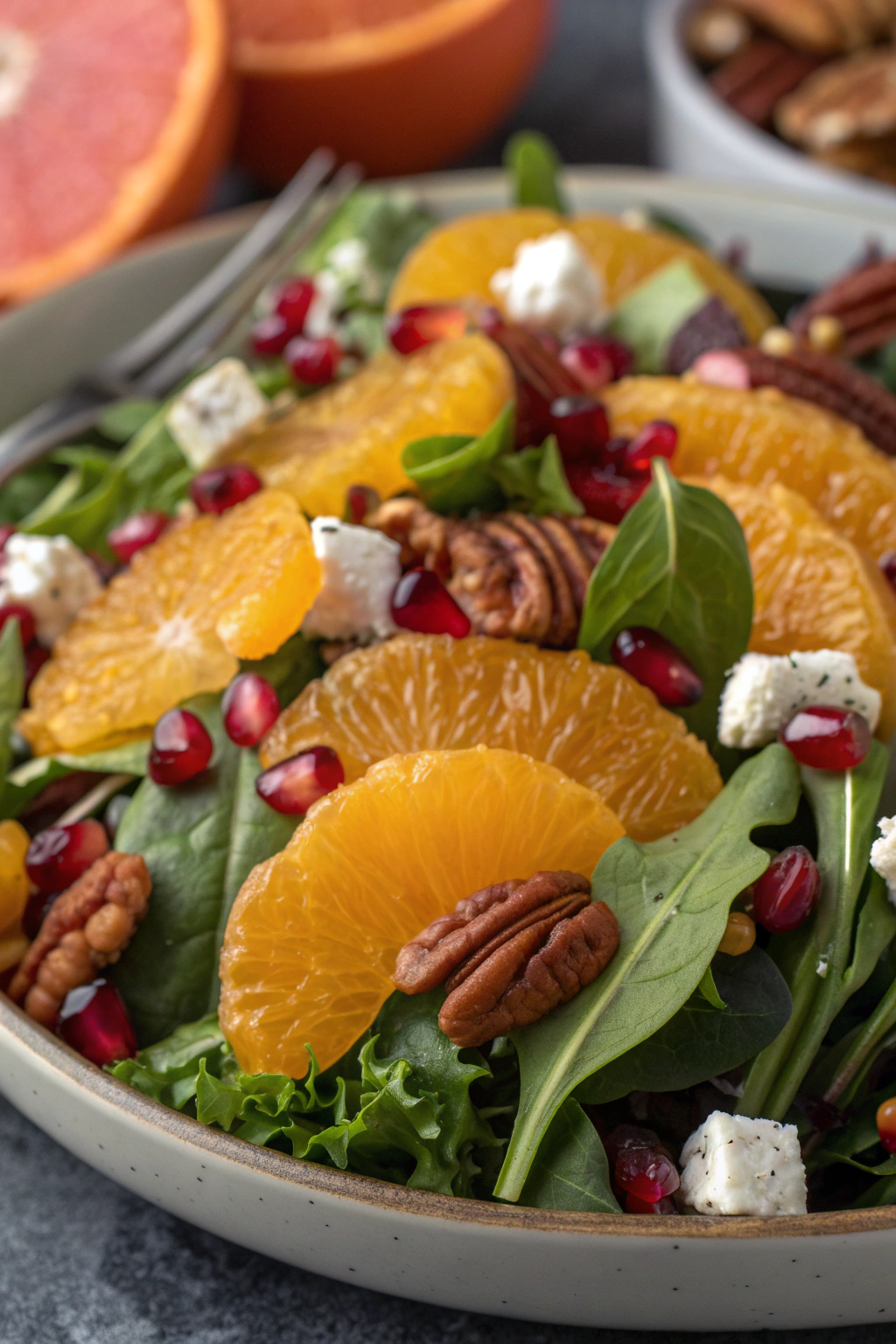 Colorful Christmas Salad with Goat Cheese and Oranges