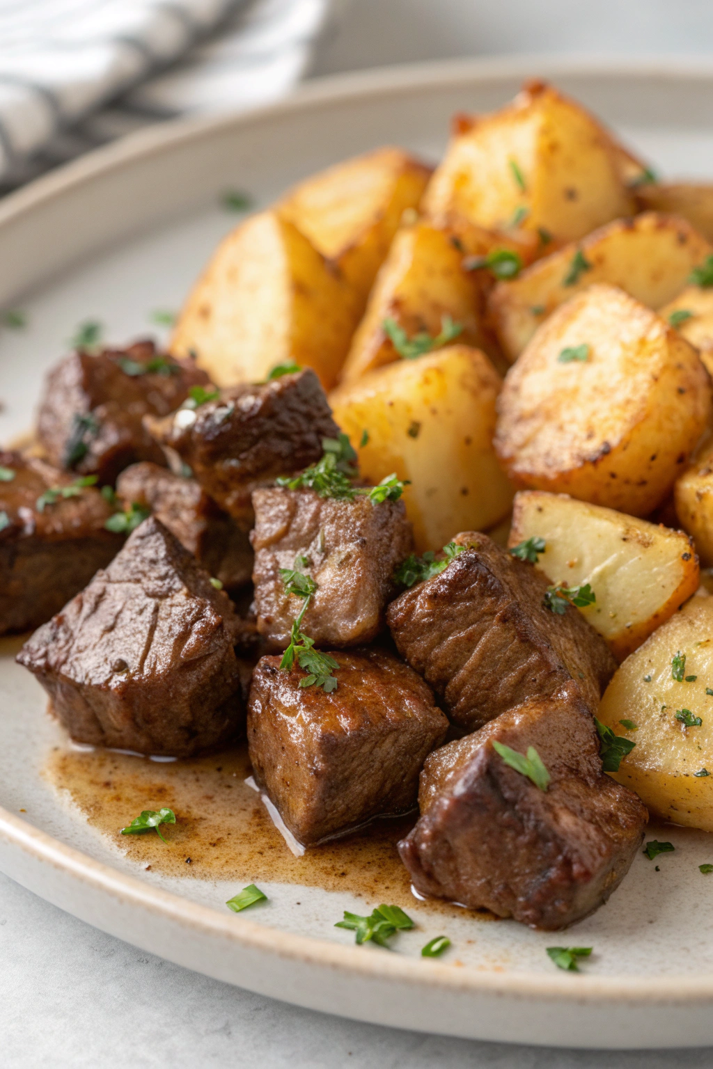 Garlic Butter Steak Bites & Potatoes Recipe