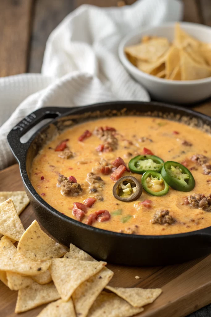 One Pan Queso Dip With Ground Beef & Velveeta Recipe