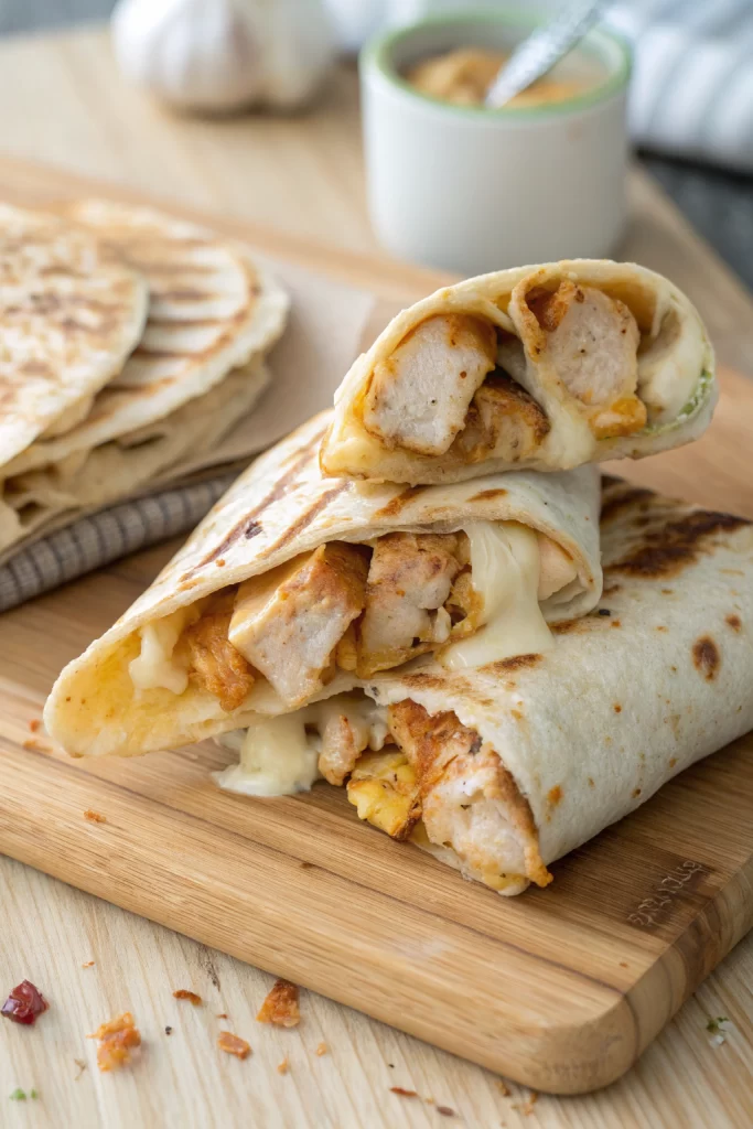 Ooey-Gooey Cheesy Garlic Chicken Wraps Recipe