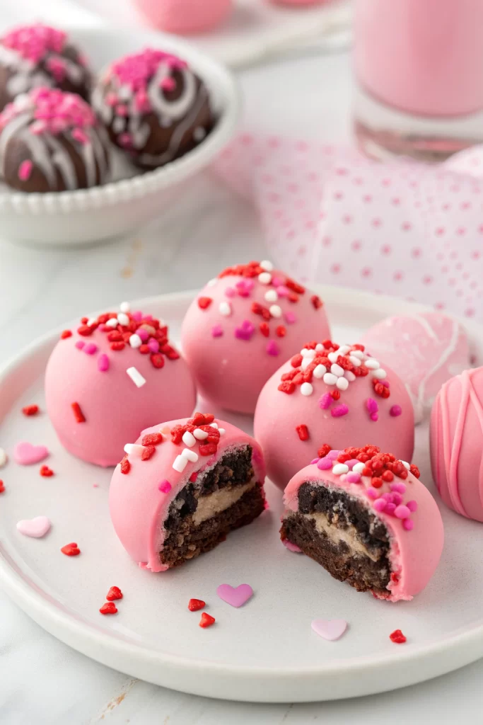 Oreo Truffle Balls with Pink Candy Coating