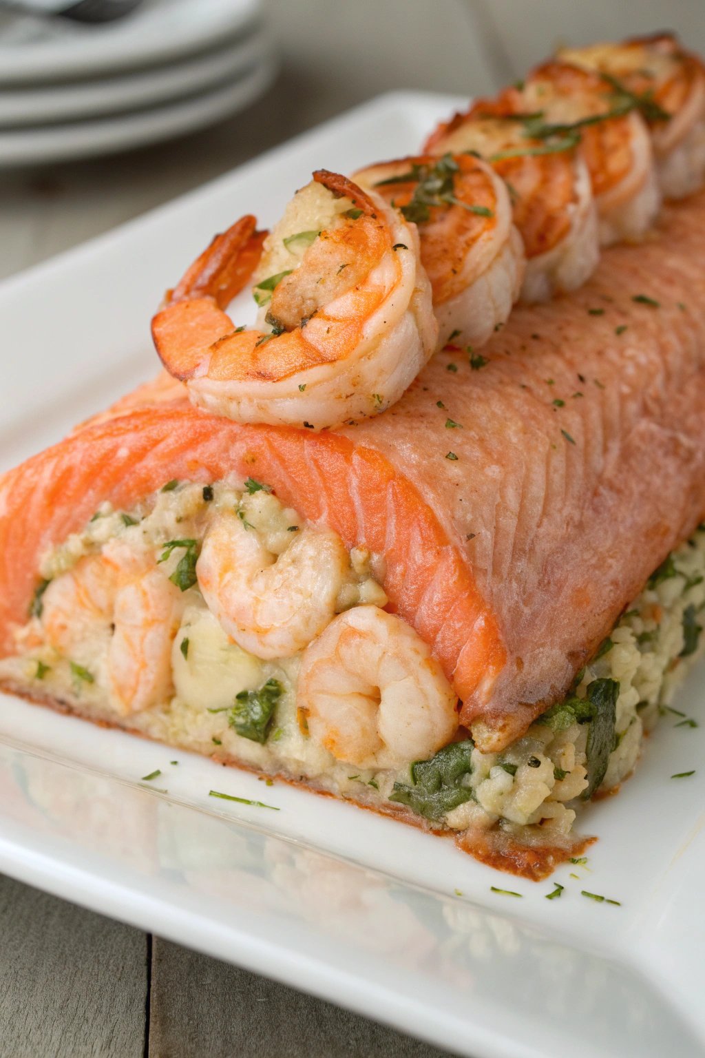 Crab and Shrimp Stuffed Salmon Recipe