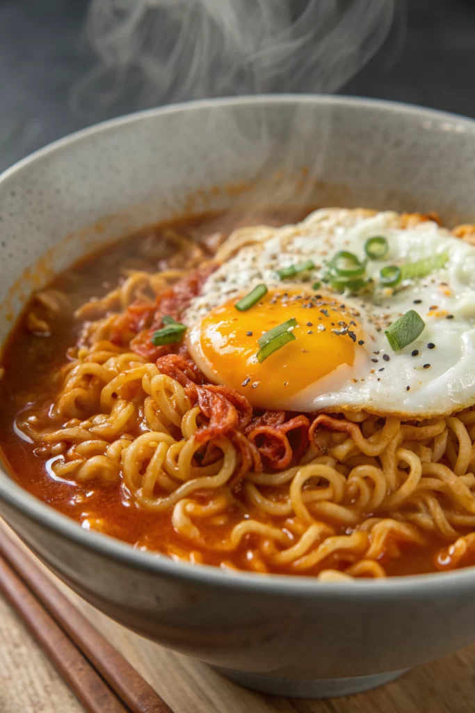 Korean Spicy Ramen Noodles with Cheese