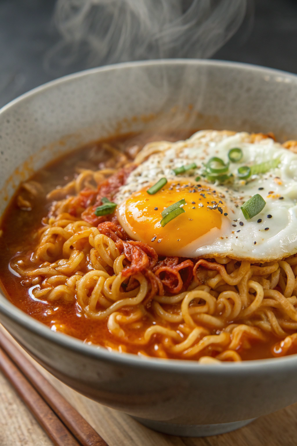 Korean Spicy Ramen Noodles with Cheese