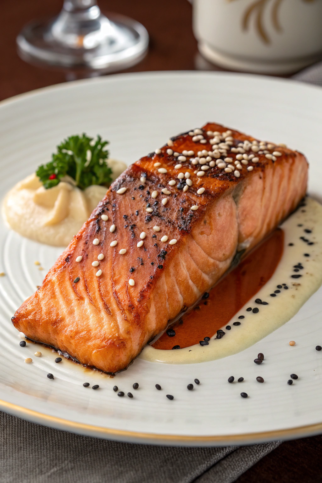 Sake-Glazed Salmon with Sesame Seeds