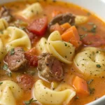 Sausage Tortellini Soup with Spinach