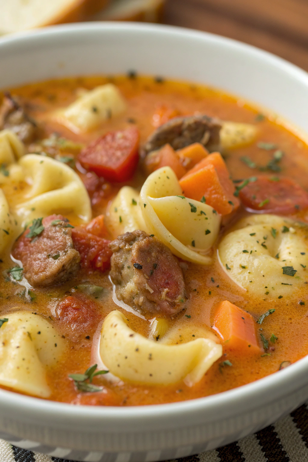 Sausage Tortellini Soup with Spinach