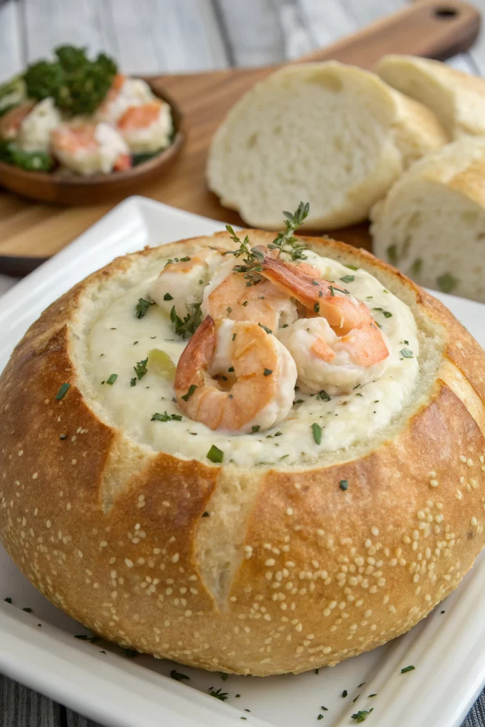 Tasty Stuffed Seafood Bread Bowls Recipe