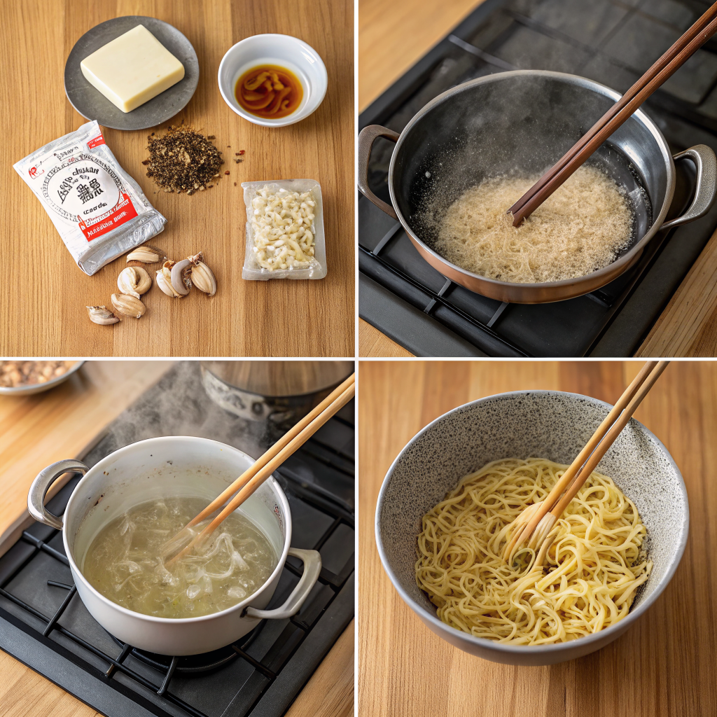 the ramen soup and cook the noodles