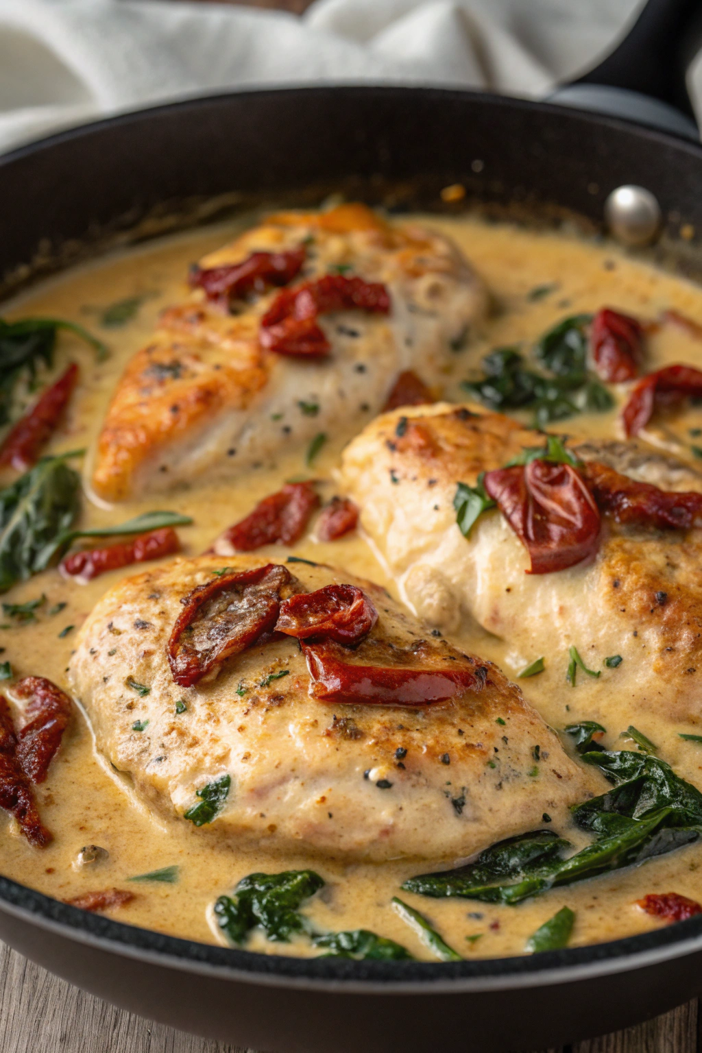Creamy Chicken Breast in Spinach Parmesan Sauce Recipe