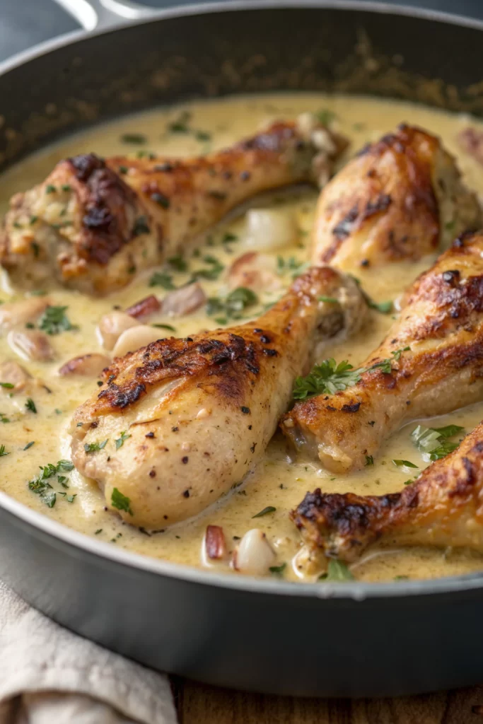 Creamy Garlic Chicken Drumsticks Recipe
