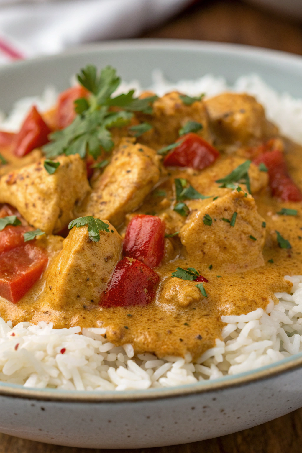Creamy Paprika Chicken with Rice in a Velvety Sauce