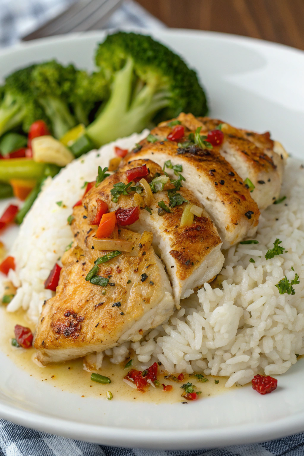 Lemon Pepper Chicken Thighs with Rice Gravy