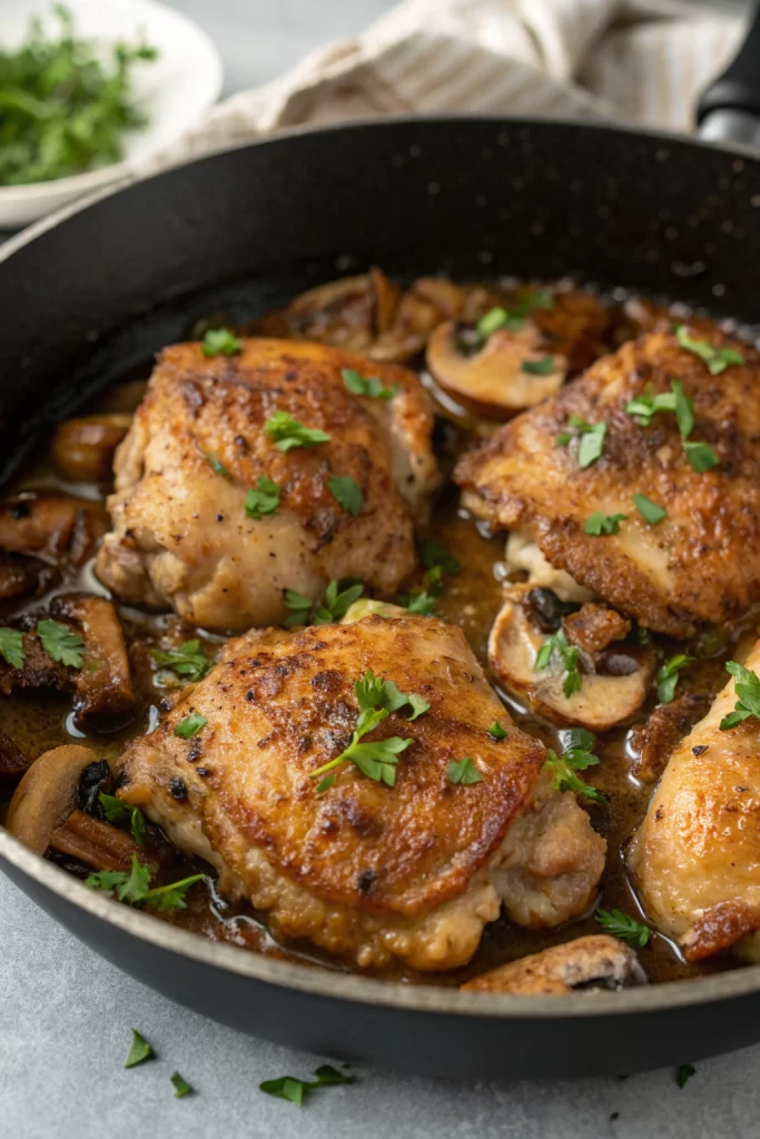 Low Carb Garlic Mushroom Chicken Thighs Recipe