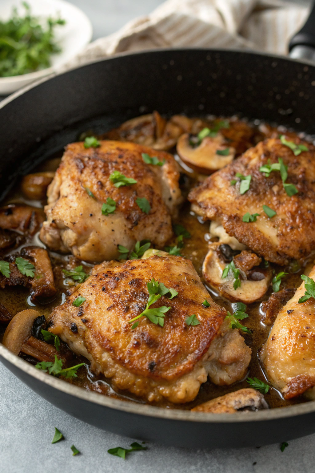 Low Carb Garlic Mushroom Chicken Thighs Recipe