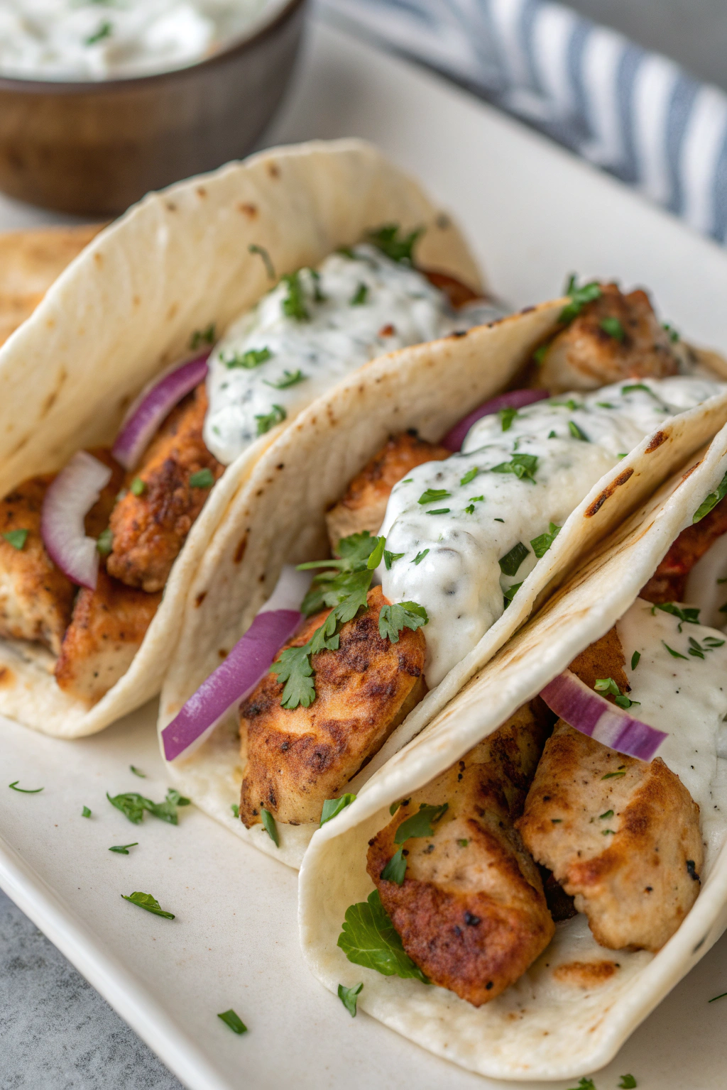 Mediterranean Chicken Gyros with Creamy Feta Tzatziki