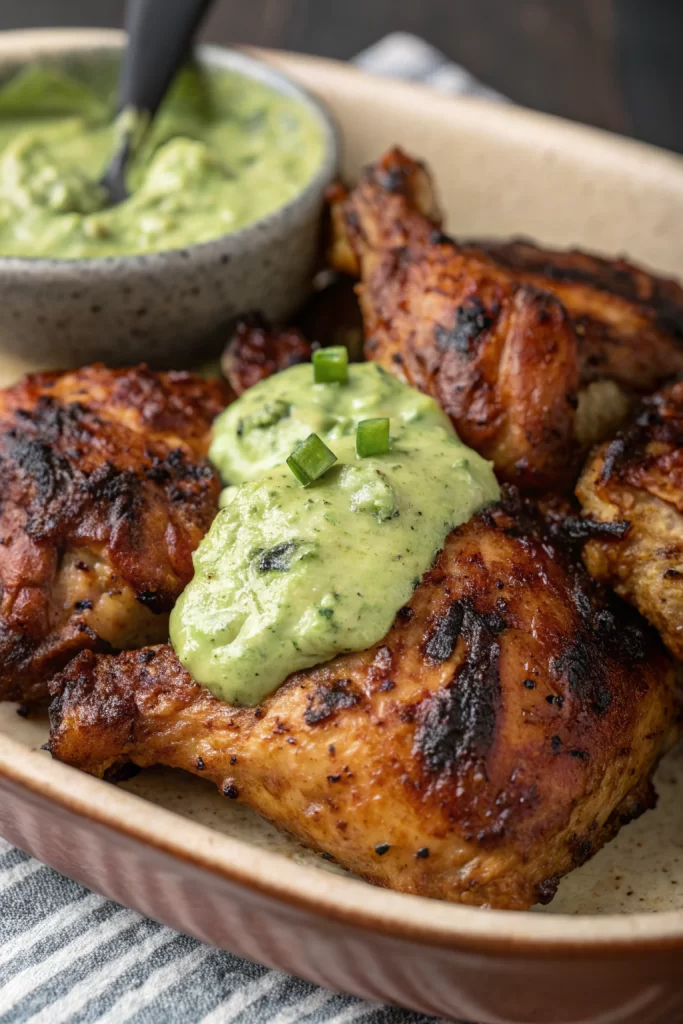 Peruvian Grilled Chicken with Creamy Green Sauce