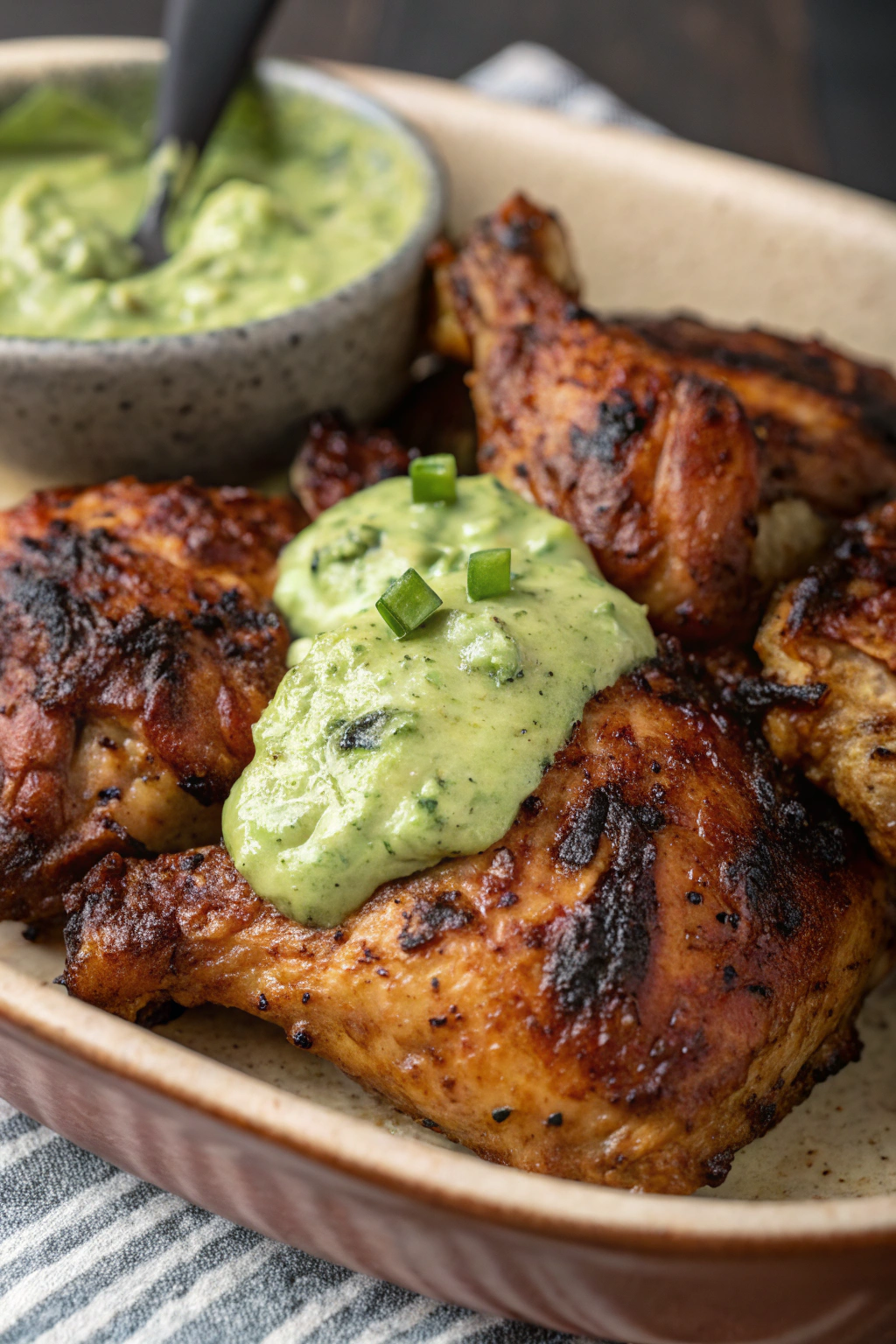 Peruvian Grilled Chicken with Creamy Green Sauce