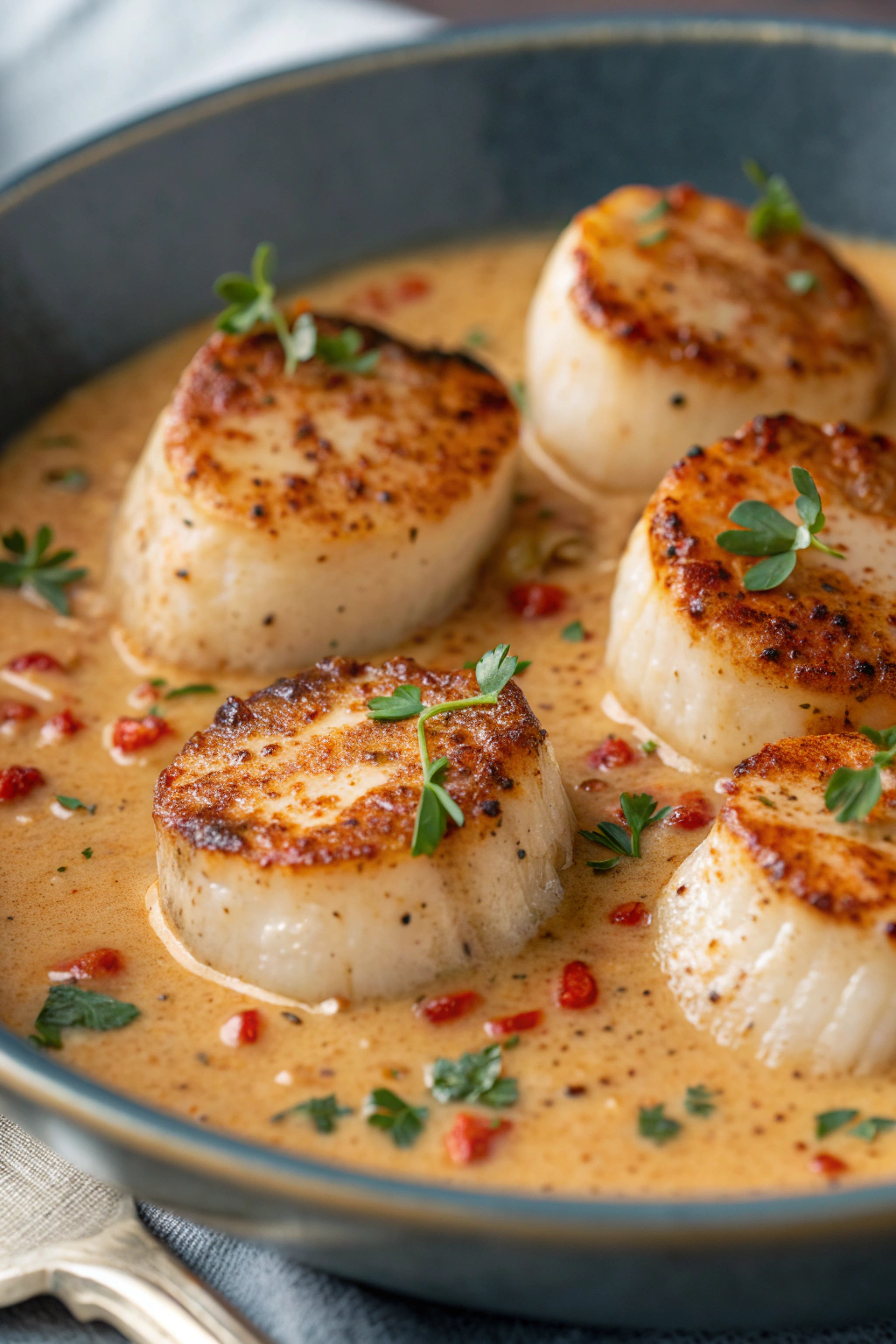 Seared Scallops with Spicy Cajun Cream Sauce