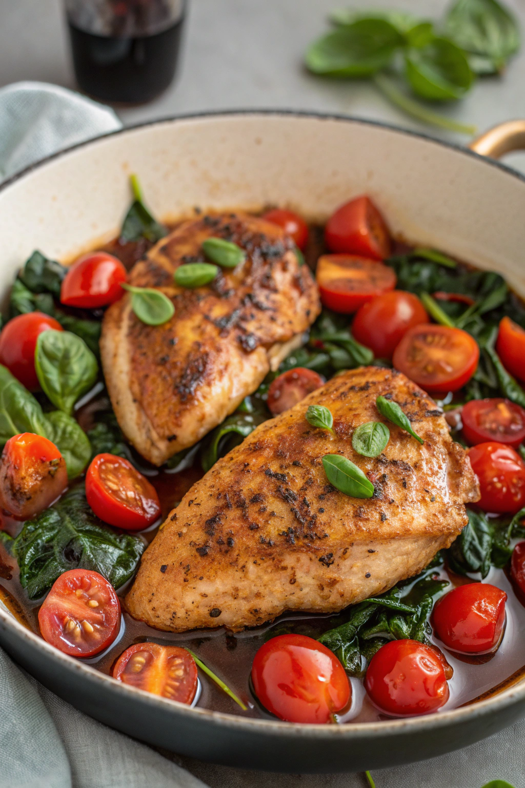 Balsamic Chicken Breast With Spinach And Tomatoes