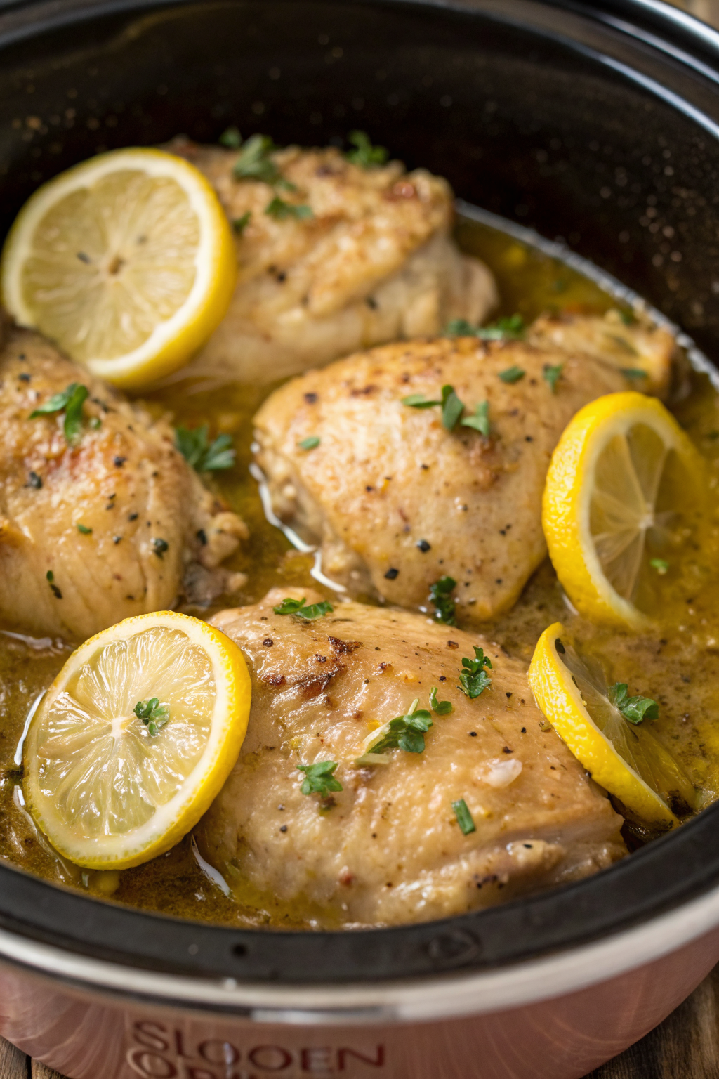 Crock Pot Chicken thighs Recipe with Lemon Garlic Butter
