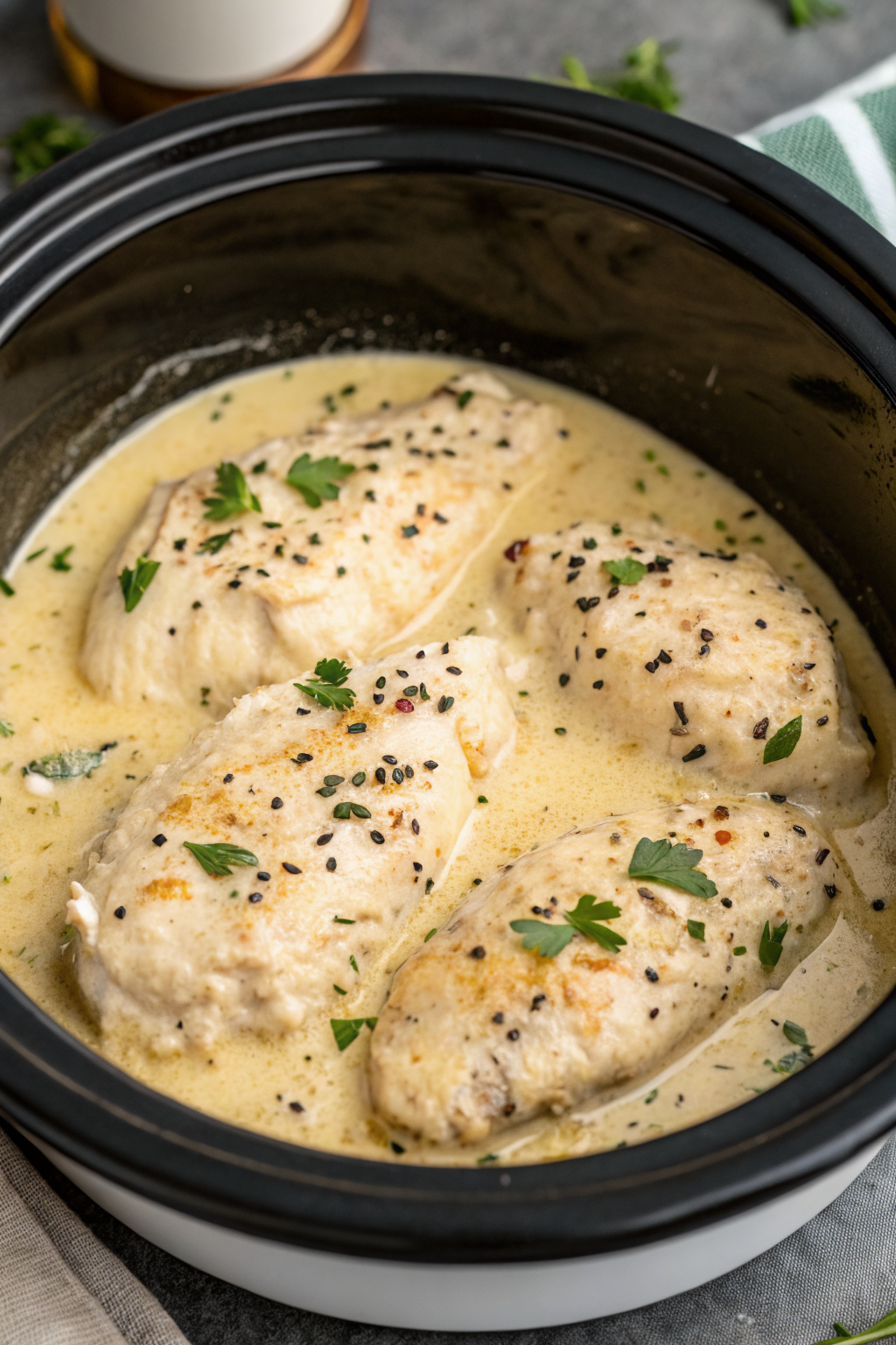 Crockpot Creamy Garlic Parmesan Chicken Recipe