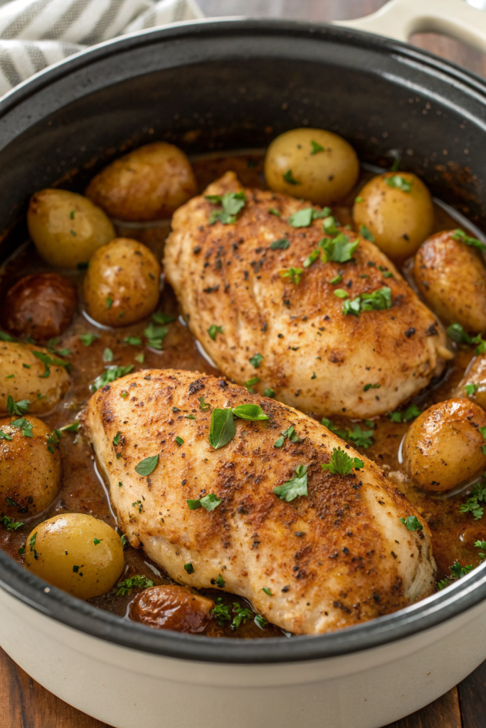 Garlic Parmesan Crockpot Chicken & Potatoes Recipe