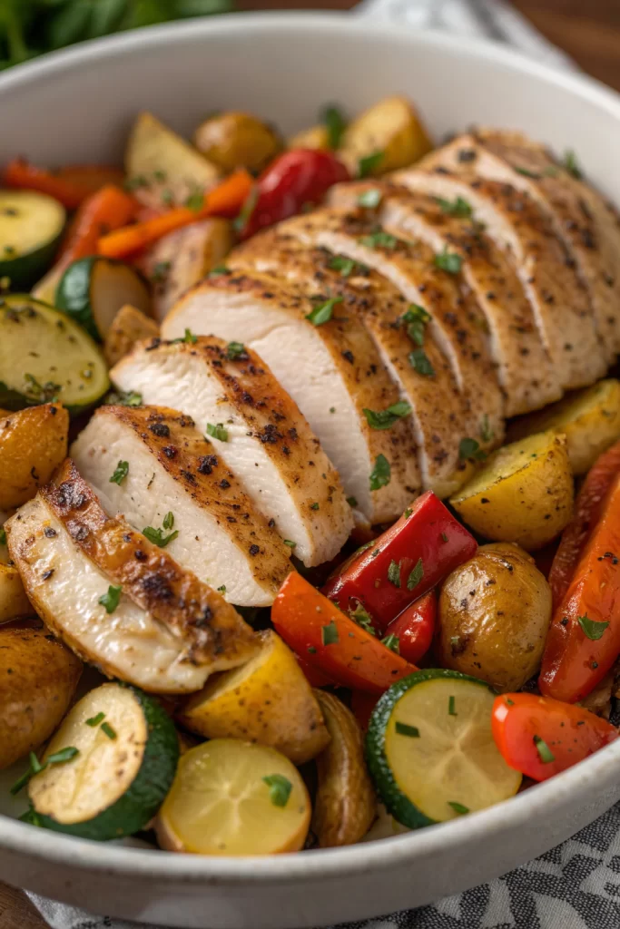 Grilled Chicken with Roasted Veggies Potatoes
