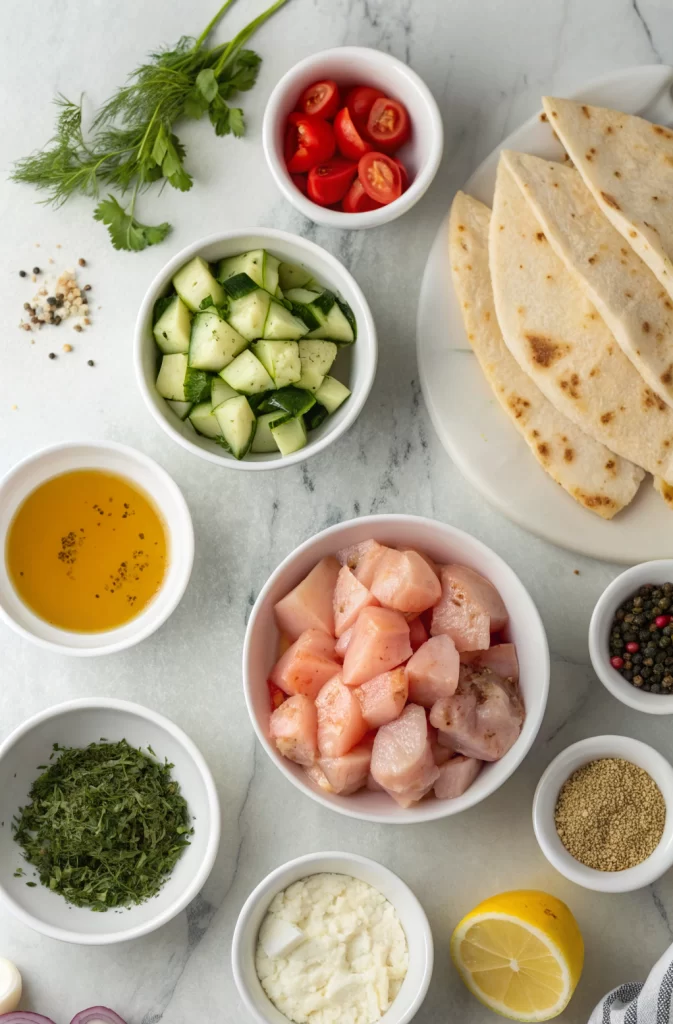 Ingredients Greek Chicken Souvlaki with Tzatziki Sauce