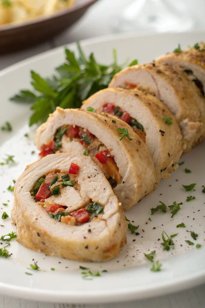 Rolled-Up Chicken with Feta Spinach Sun-Dried Tomatoes