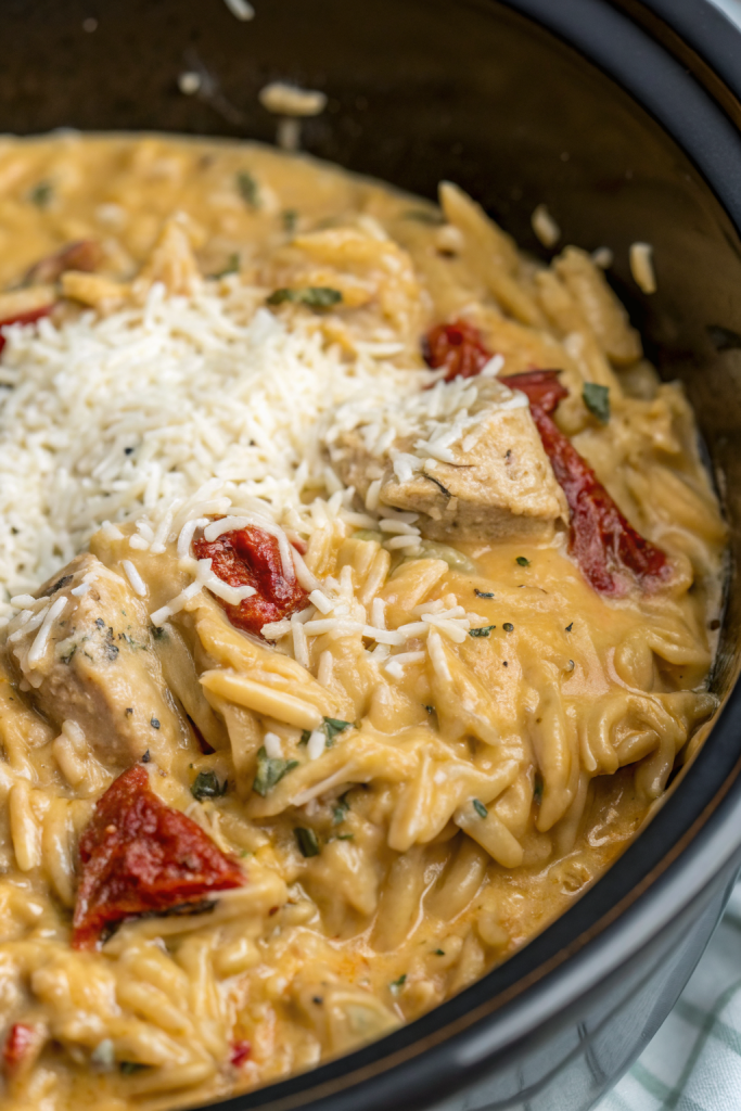Slow Cooker Creamy Tuscan Chicken Orzo Recipe