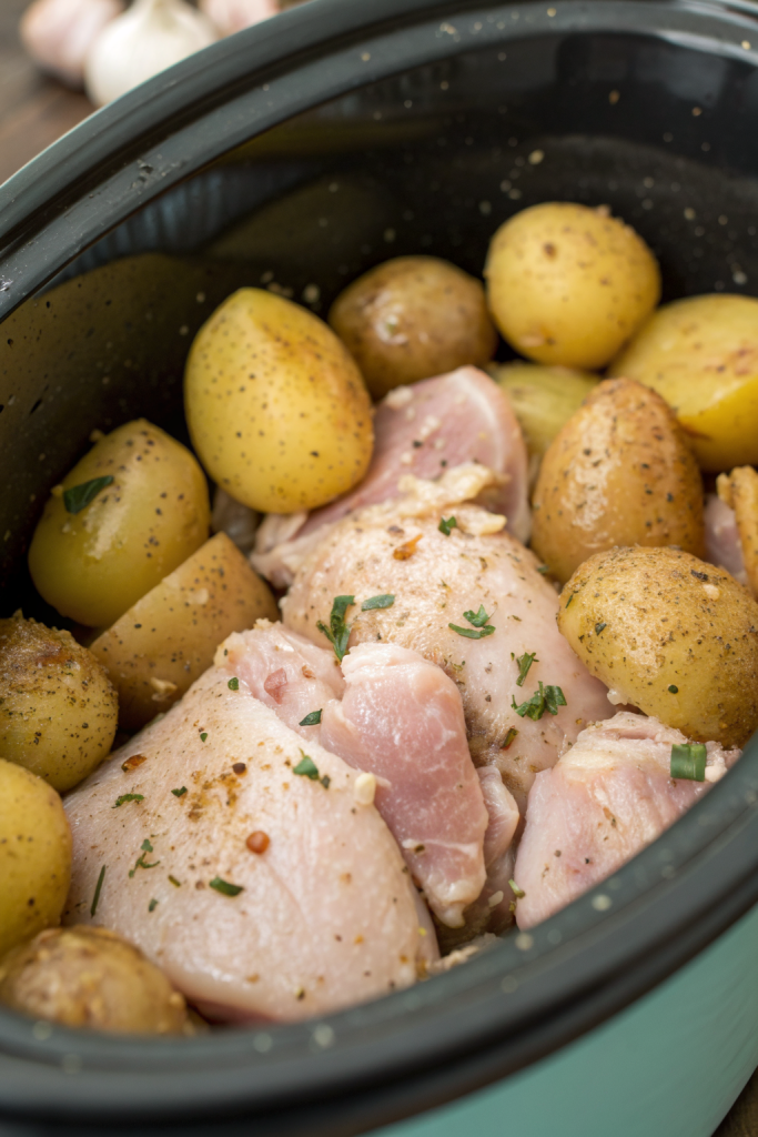 Slow Cooker Parmesan Garlic Chicken and Potatoes