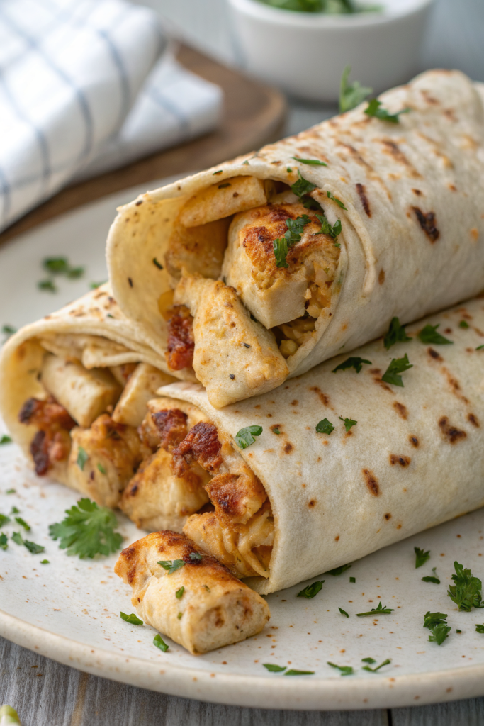 Cheesy Garlic Chicken Wraps Recipe