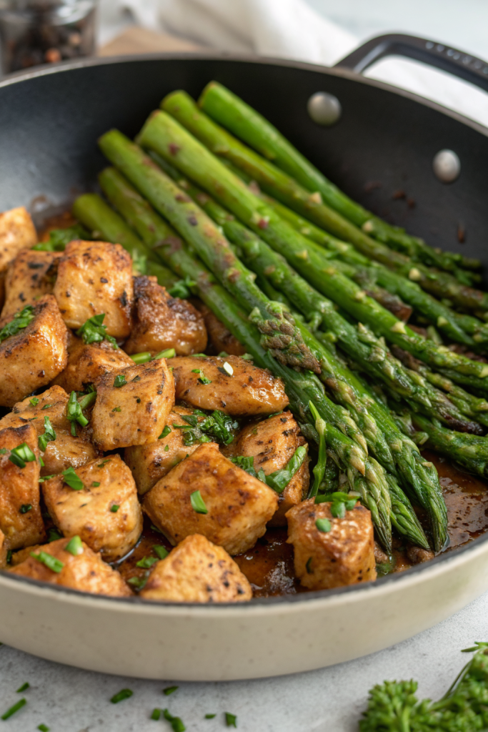 Garlic Butter Chicken Bites and Asparagus Recipe