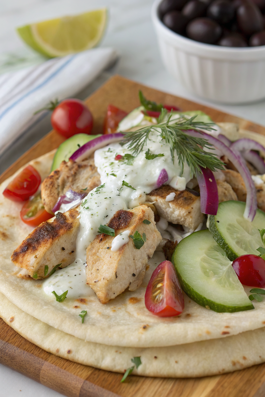 Greek Chicken Flatbread Recipe